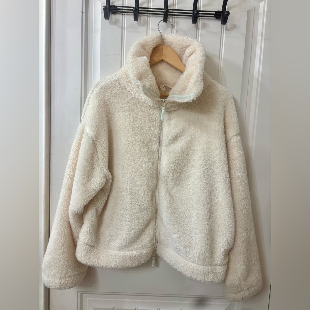FP Movement by Free People Hit The Slopes Cream Sherpa Zip-Up fleece hoodie